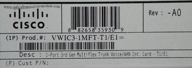 1 PORT T1/E1 MULTIFLEX TRUNK Cisco Router Modules Kartu antarmuka VWIC3-1MFT-T1E1 yang disesuaikan mendukung aplikasi suara dan data pada platform seri Cisco ISR 2 1900/2900/3900