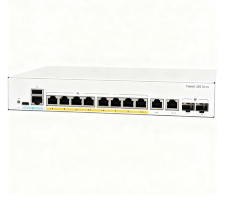 C1200-8FP-2G Rack-Mountable Port 120W Power Budget 2x Gigabit Tembaga/1000 SFP Combo Port SNMP C1200-8FP-2G