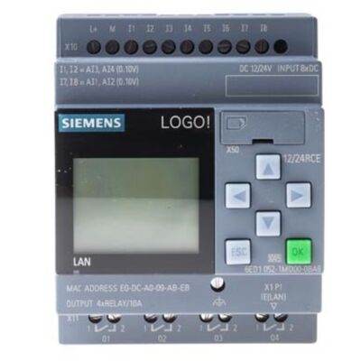 LOGO Siemens! 8.3 PLC (6ED1052-1MD08-0BA1) Unit Dasar 12/24RCE, 8DI/4DO, Ethernet, Layar