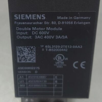 SINAMICS S120 Modul Motor Ganda 6SL3120-2TE13-0AA3 (Input DC 600V, Output 3AC 400V 3A/3A, Ukuran Buku Tipe D)