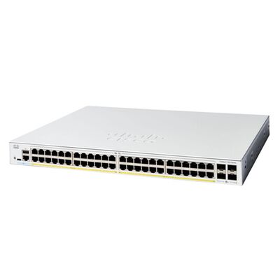 C1300-48P-4X, Cisco Catalyst 1300 Switch, 48x PoE+/370W, 4x 10G SFP+, dapat dipasang di rak