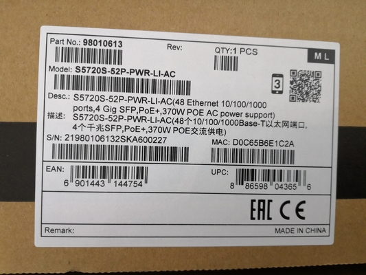 Sakelar Gigabit PoE+ 48-Port Huawei S5720S-52P-PWR-LI-AC dengan 4 SFP